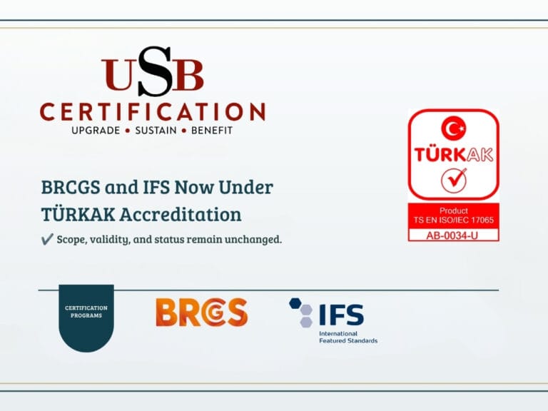 La USB Certification passe à l&rsquo;accréditation TÜRKAK pour les normes BRCGS et IFS